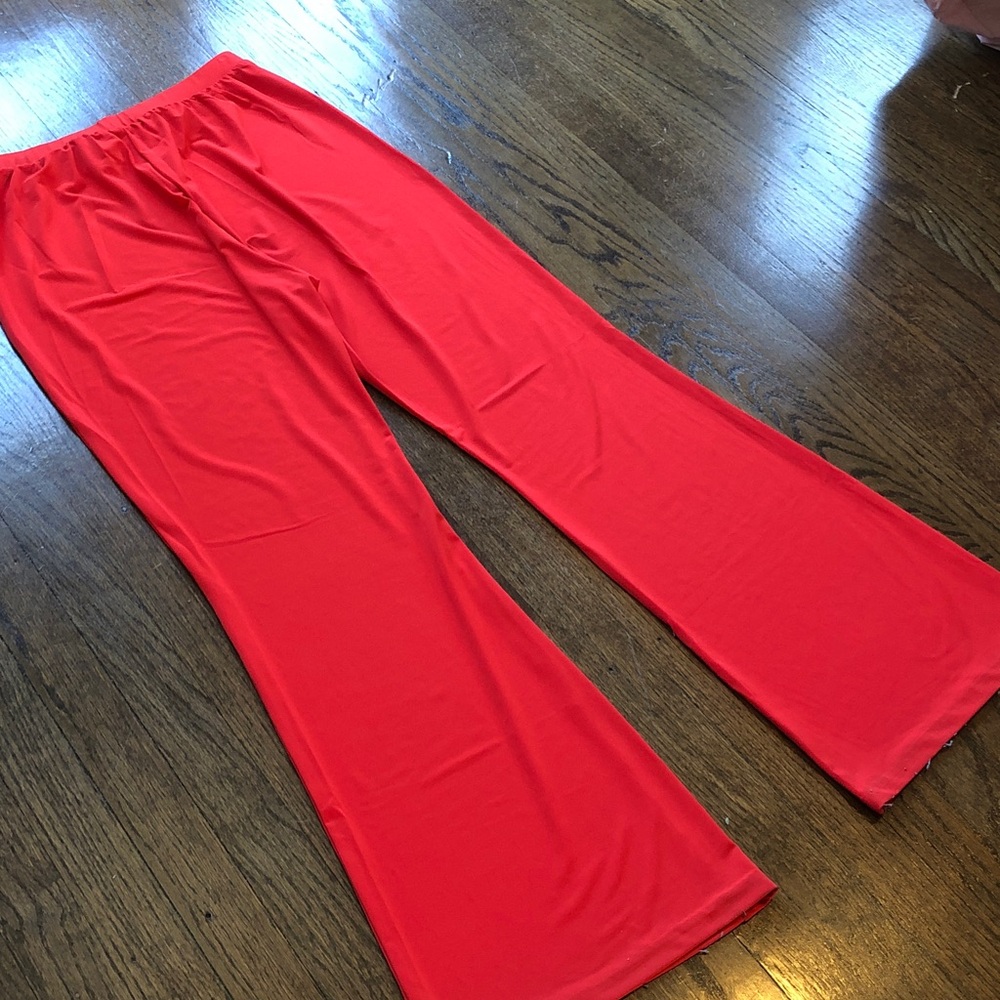 NY & Co Wide Leg Fire Orange Stretch High-Waist Palazzo Pants - Picture 6 of 6